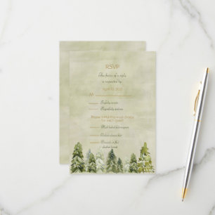 Carte de réponse pour un mariage sous les pins