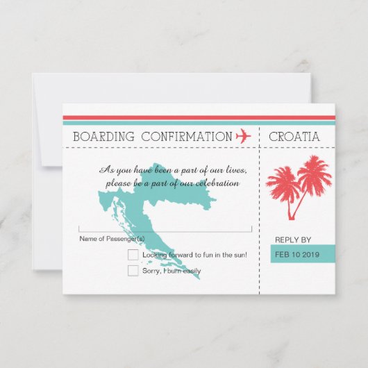 Carte de réponse pour un passeport Croatie RSVP sa (Devant)