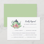 Carte de réponse pour un service à thé aquarelle a (Devant / Derrière)