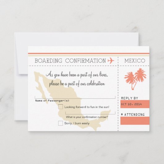 Carte de réponse pour un vol au MEXIQUE (Devant)