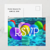 Carte de réponse pour une fête au bord de la pisci (Devant / Derrière)