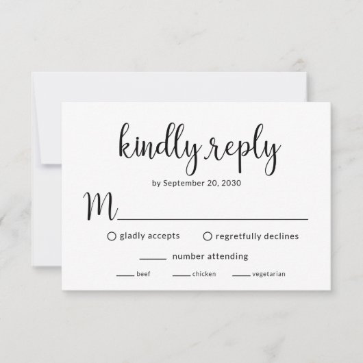 Carte de réponse pour une réception de mariage mod (Devant)
