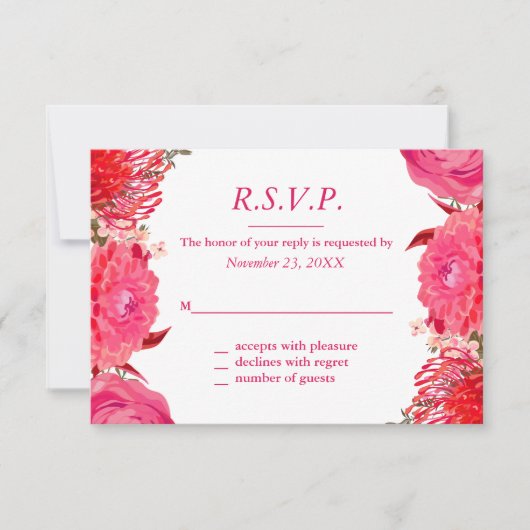 Carte de réponse Pretty Pink Peonies (Devant)