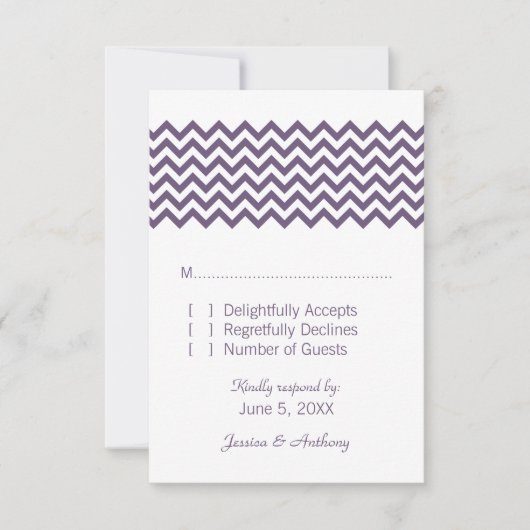 Carte de réponse Purple Simple Chevron (Devant)