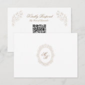 Carte de réponse QR code avec blason de monogramme (Devant / Derrière)