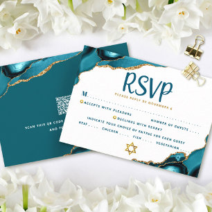 Carte de réponse QR Code Bat Mitzvah Agate Turquoi