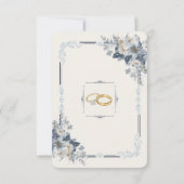 Carte de réponse QR Code de mariage à fleurs bleu (Dos)