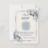 Carte de réponse QR Code de mariage à fleurs bleu (Devant)