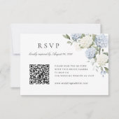 Carte de réponse QR Code de mariage à l'hortensia  (Devant)