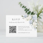 Carte de réponse QR Code de mariage à l'hortensia  (Debout devant)