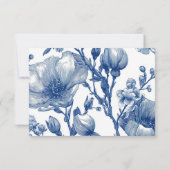 Carte de réponse QR code de mariage argent et bleu (Dos)