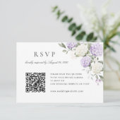 Carte de réponse QR Code de mariage aux hortensias (Debout devant)