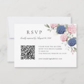Carte de réponse QR Code de mariage aux hortensias (Devant)
