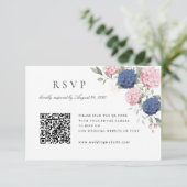 Carte de réponse QR Code de mariage aux hortensias (Debout devant)