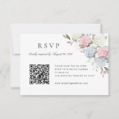 Carte de réponse QR Code de mariage aux hortensias (Devant)