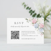 Carte de réponse QR Code de mariage aux hortensias (Debout devant)