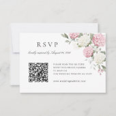 Carte de réponse QR Code de mariage aux Hydrangeas (Devant)