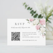 Carte de réponse QR Code de mariage aux Hydrangeas (Debout devant)