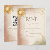 Carte de réponse QR Code de mariage céleste Rose S (Devant / Derrière)