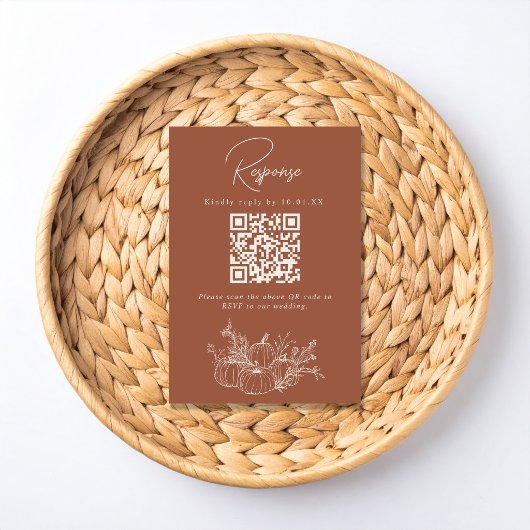 Carte de réponse QR code de mariage citrouille en 