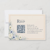 Carte de réponse QR Code de mariage | Hiver ivoire (Devant)