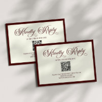 Carte de réponse QR Code de mariage ivoire Bourgog