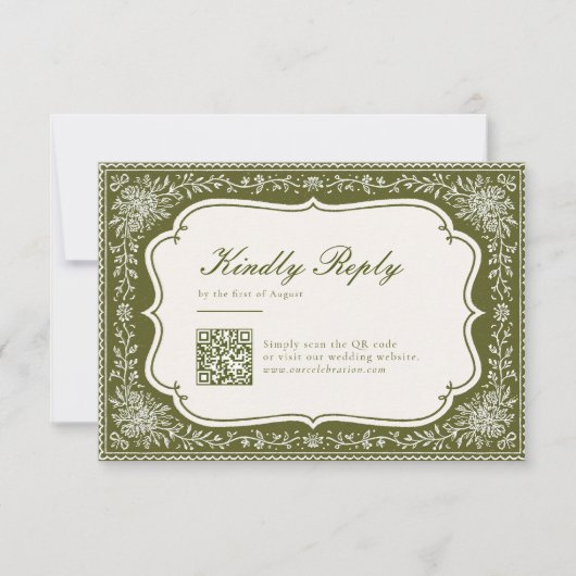 Carte de réponse QR Code de mariage Moderne Contin (Devant)