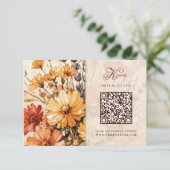 Carte de réponse QR code de mariage pour jardin au (Debout devant)