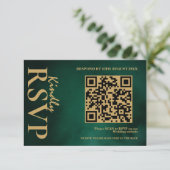 Carte de réponse QR Code de mariage Vert Émeraude (Debout devant)