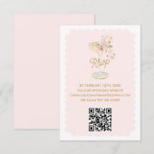 Carte de réponse QR Code Elegant Petals et Prosecc (Devant / Derrière)