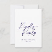 Carte de réponse QR Code élégante blanche et bleu  (Devant)