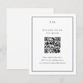 Carte de réponse QR Code élégante bleu marine pour (Devant / Derrière)