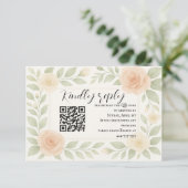 Carte de réponse QR Code florale à prix abordable (Debout devant)