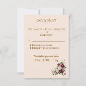 Carte de réponse QR Code florale rouge Bourgogne d (Devant)