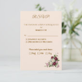 Carte de réponse QR Code florale rouge Bourgogne d (Debout devant)