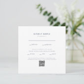 Carte de réponse QR Code II mariage Navy & Blanc (Debout devant)