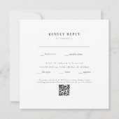 Carte de réponse QR Code II mariage Navy & Blanc (Devant)