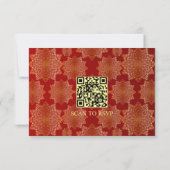 Carte de réponse QR Code Mandala Rouge Or Luxe (Dos)