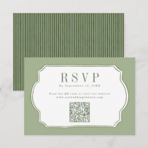 Carte de réponse QR Code mariage vert sauge élégan
