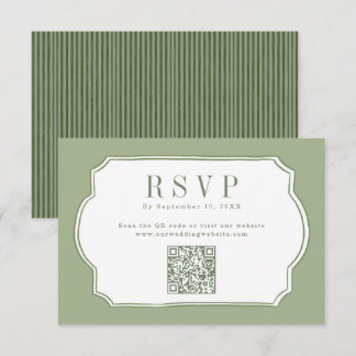 Carte de réponse QR Code mariage vert sauge élégan