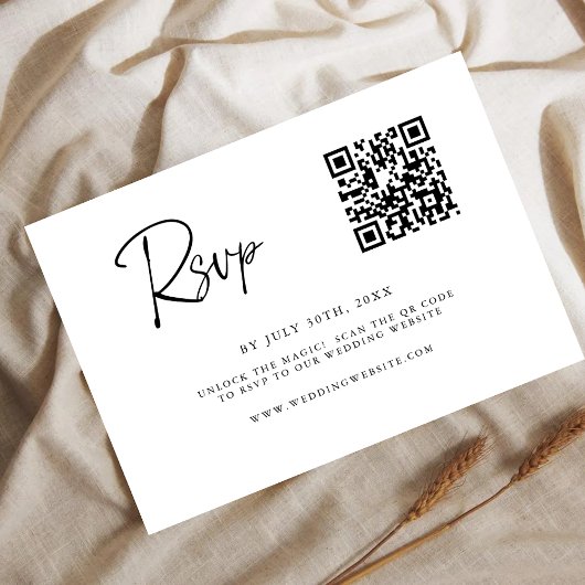 Carte de réponse QR Code moderne | Écriture fine