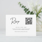 Carte de réponse QR Code moderne | Écriture fine (Debout devant)