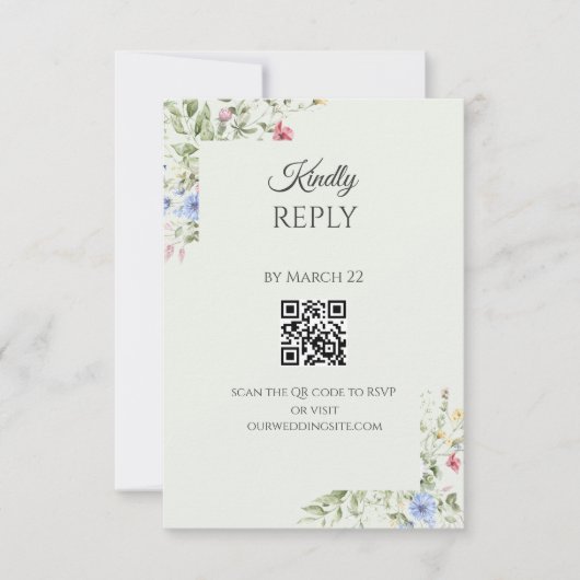Carte de réponse QR Code pour jardin anglais doux (Devant)