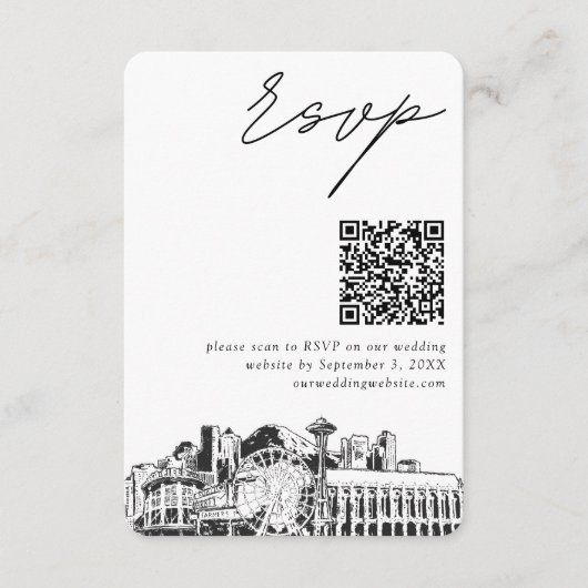 Carte de réponse QR Code pour mariage à Seattle, p (Devant)