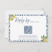 Carte de réponse QR Code pour mariage au citron bl (Devant)