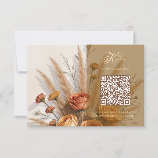 Carte de réponse QR code pour mariage automnal cha (Devant)