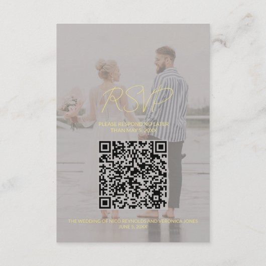 Carte de réponse QR code pour mariage aux cygnes (Dos)