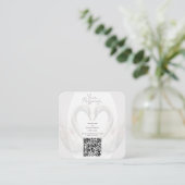 Carte de réponse QR Code pour mariage aux cygnes r (Debout devant)