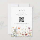 Carte de réponse QR Code pour mariage aux fleurs s (Devant)