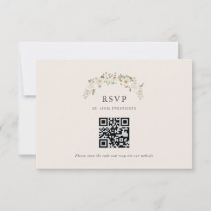 Carte de réponse QR code pour mariage avec jardin